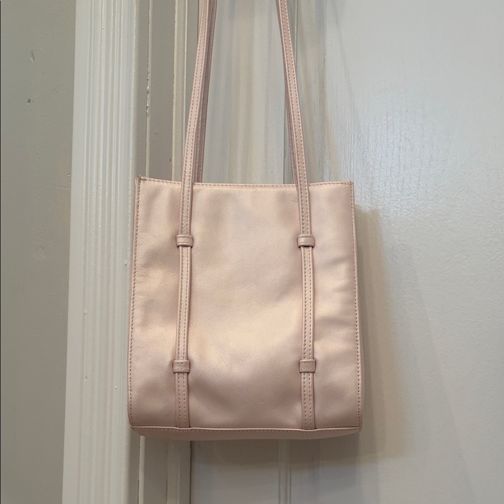 Leather Co. Liz Claiborne Pale Pink Tote Bag - Minimal Shoulder Bag